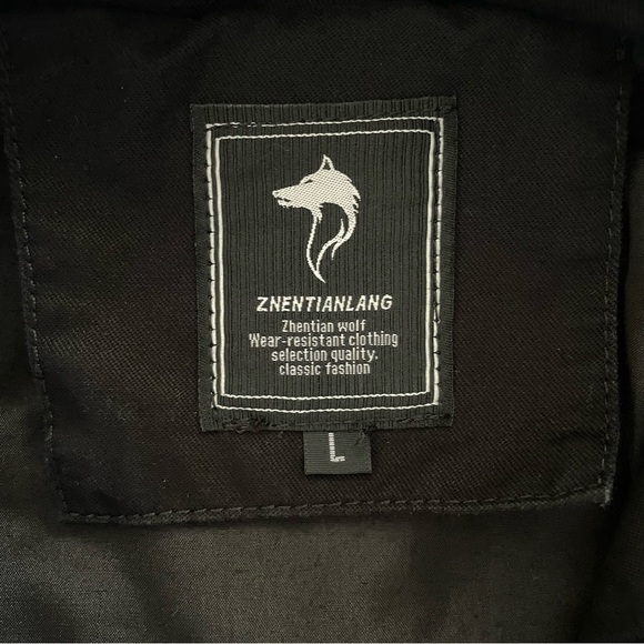 Znentianlang Casual Utility Bomber Jacket Men’s L Black Airborne Zip Up Button - Picture 2 of 16
